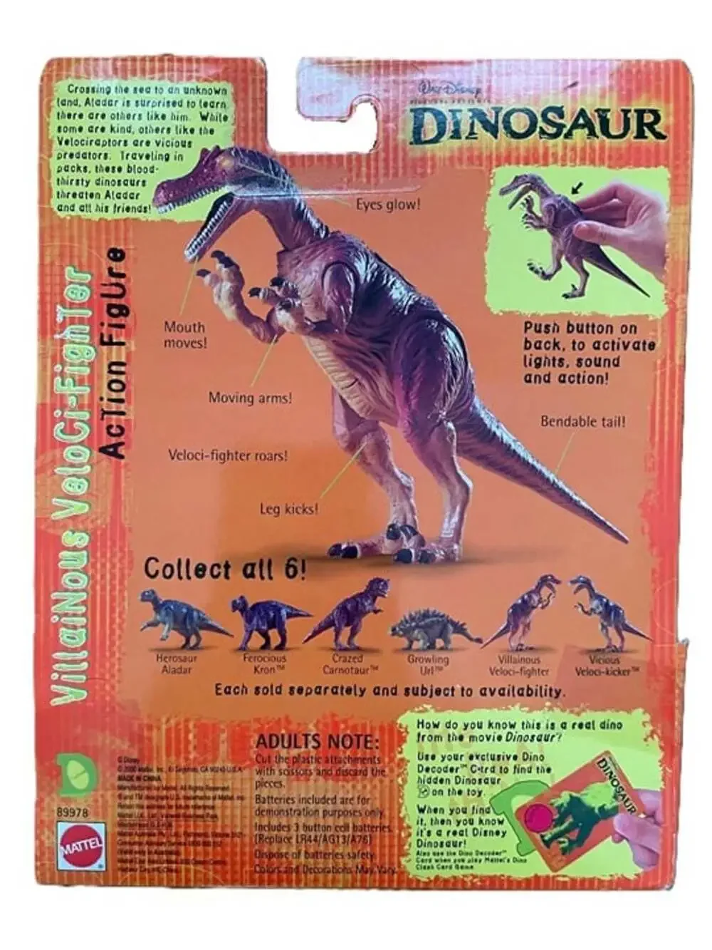 Vintage 2000 Mattel Disney Dinosaur Villainous Veloci-Fighter Figure NEW SEALED